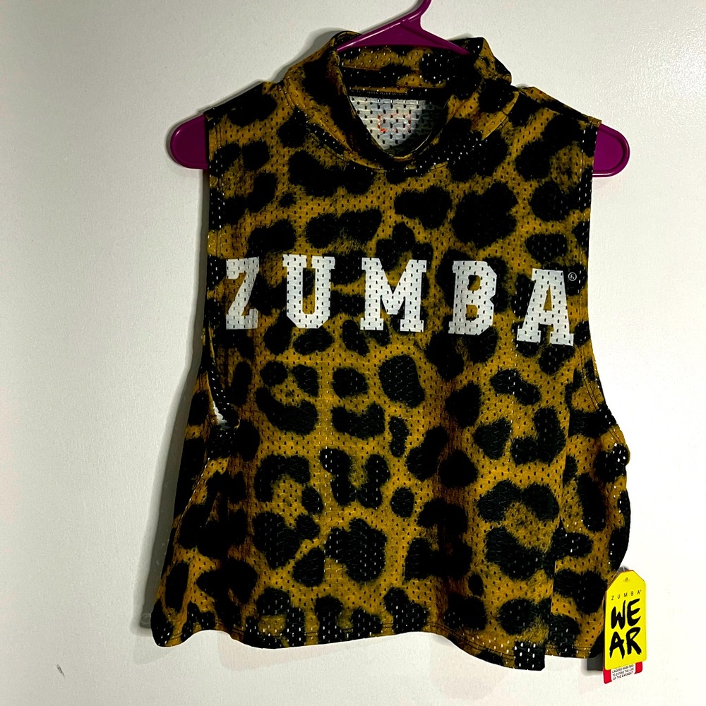 NWT Zumba fitness mesh top- United by Zumba (Leopard)- Large